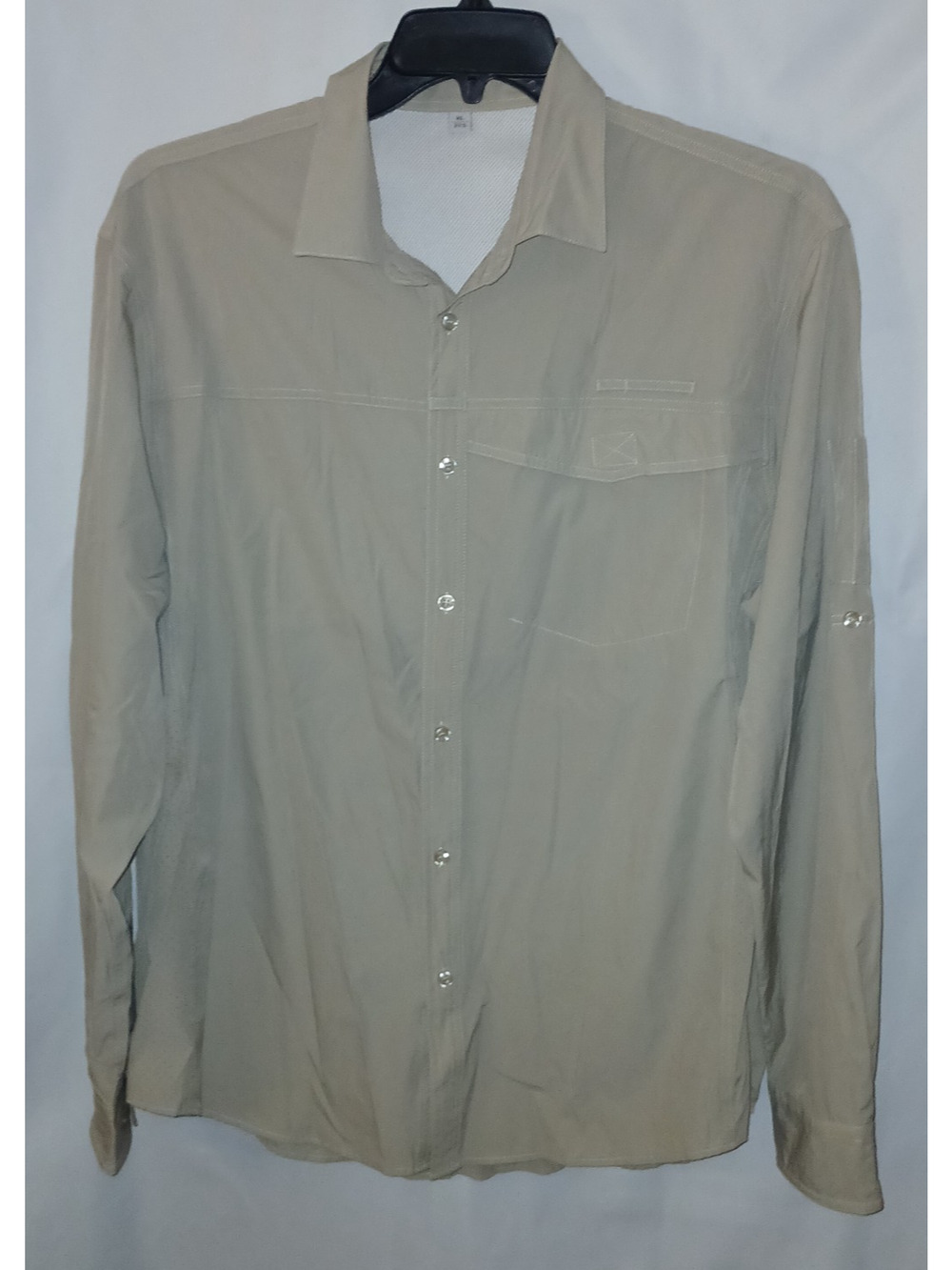Italian Luxury Vented Breathable Long Sleeve Shirt SZ XL Fishing Relaxed Khaki